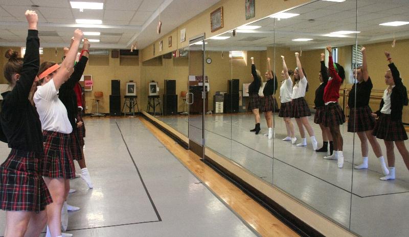 STA dance team practices for an upcoming performance Oct. 26 in the M&A Building dance studio. The next day the dance team performs at Rockhurst High School's football game during halftime.