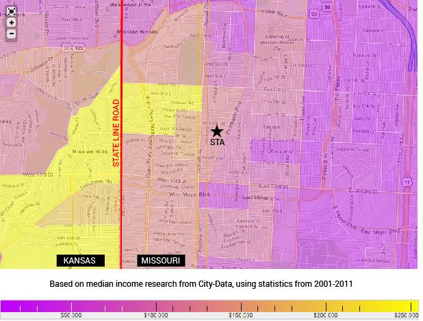 Mapping KC's median income by neighborhood. Infographic by Sara-Jessica Dilks